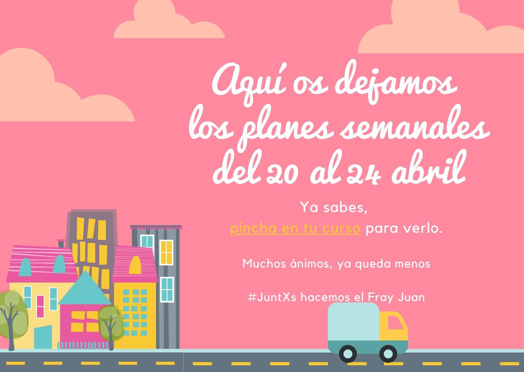 Aquí os dejamos los planes semanales del 20 al 24 abril